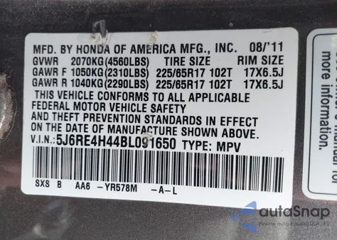 2011 Honda Cr-V Se z USA, uszkodzony, nr VIN 5J6RE4H44BL091650